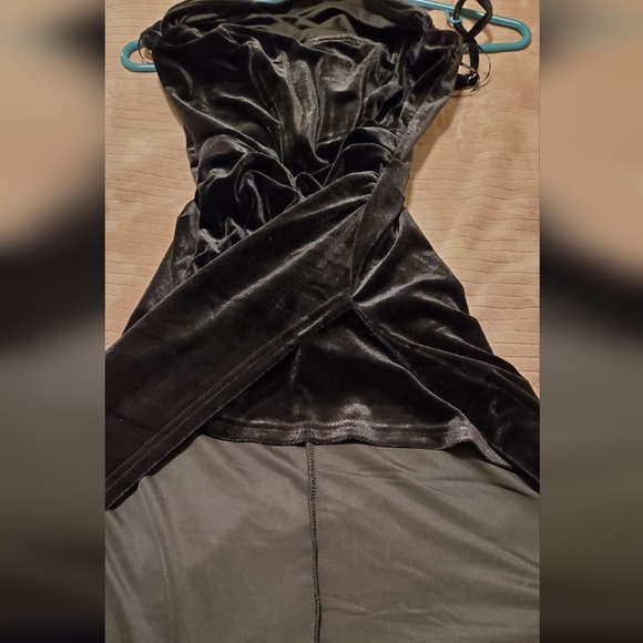 Ricarica black velvet sleeveless maxi dress, drape top, leg slit , Sz S - Picture 11 of 16